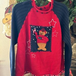 American teddy bear holiday sweater 90’s